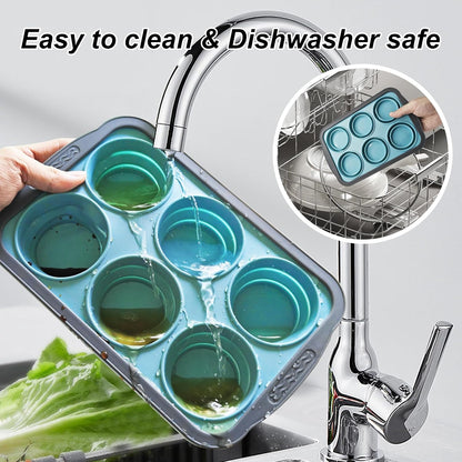 Skiennix Silicone Muffin Pan - 6 Cup Nonstick Baking Molds | BPA-Free & Easy Release, Dishwasher Safe