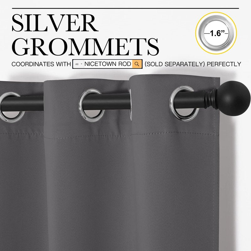 NICETOWN Bedroom Blackout Curtains Panels, 1 Pair, 55 inches by 102 Inch, Grey, Triple Weave Energy Saving Thermal Insulated Solid Grommet Blackout Draperies for Patio