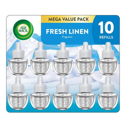 Air Wick Plug in Scented Oil Refill, 10ct, Fresh Linen, Air Freshener, Essential Oils, Eco Friendly Pack