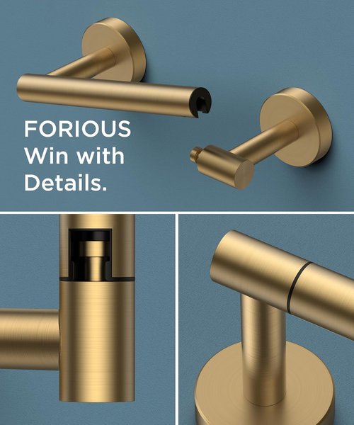 FORIOUS Toilet Paper Holder - Rustproof Stainless Steel Double Post Design | 2 Pack in Brushed Gold