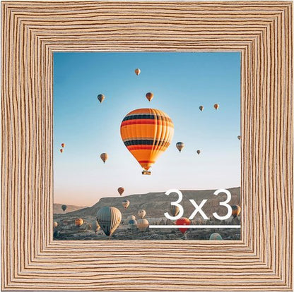 JCJMY 3x3 Picture Frame - Sturdy Rustic Brown Square Frame with Shatter-Resistant Plexiglass