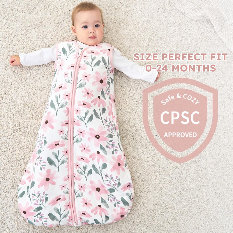 Yoofoss Baby Sleep Sack 6-12 Months, TOG 2.5 Baby Wearable Blanket with 2-Way Zipper, 100% Organic Cotton Fabric Winter Newborn Sleeping sack, Warm Soft Comfy(Medium)