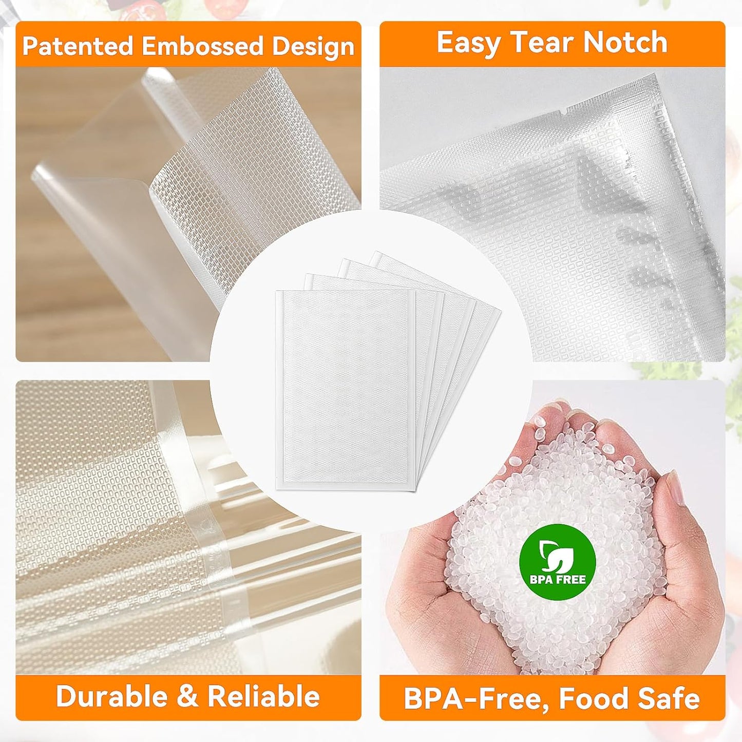 Wevac Vacuum Sealer Bags - Heavy-Duty BPA-Free Food Storage | 50 Count (6"×10"), Puncture-Resistant & Freezer Safe