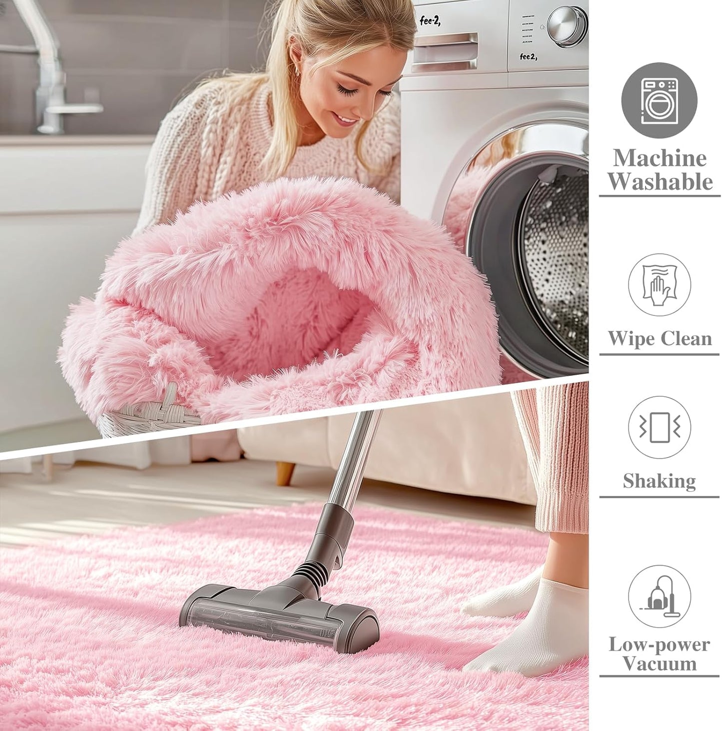 OLANLY 2x4 Machine Washable Runner Rug - Soft Fluffy Shaggy Bedroom & Hallway Carpet | Pink Home Decor
