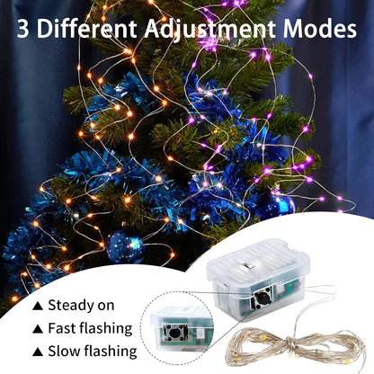 Skiennix 24 Pack Fairy Lights - 7Ft 20 LED Twinkle String Lights | Battery Operated & Waterproof for Mason Jar Decor, Parties & Weddings in Orange & Purple