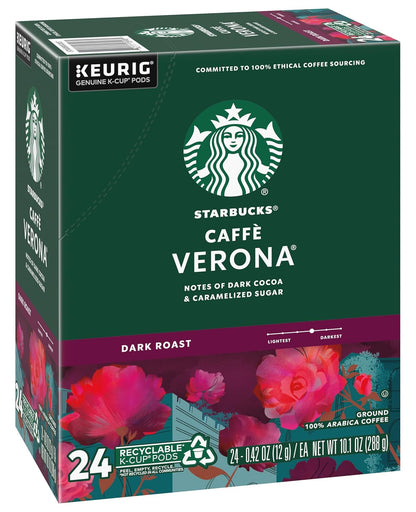 Starbucks K-Cup Pods - Caffè Verona Dark Roast Coffee with Cocoa & Caramel Notes | 48 Count (2 Boxes)