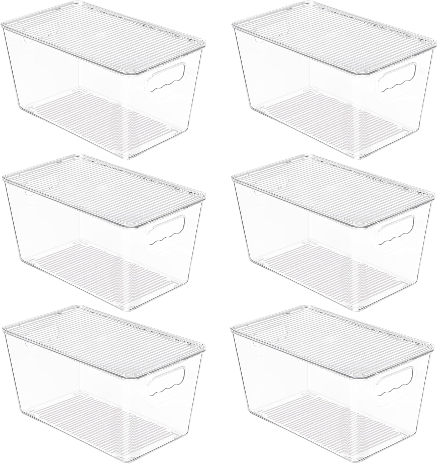 Vtopmart Clear Stackable Storage Bins - 6 Pack Medium Plastic Containers with Lids for Pantry & Kitchen Organization