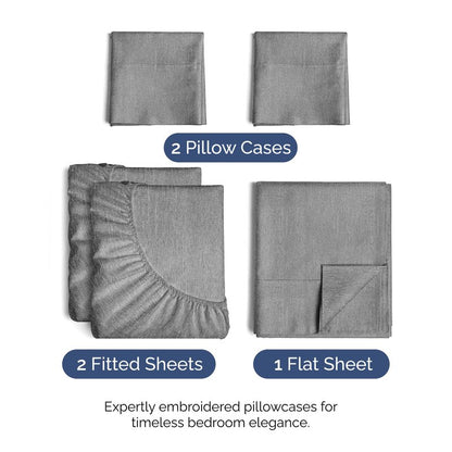 Split King Size 5 Piece Sheet Set - Comfy Breathable & Cooling Bed Sheets Set - Hotel Luxury Bedding for Women, Men, Kids, Teens, Boys & Girls - Deep Pockets & Wrinkle Free - Grey (Heathered Sheets)