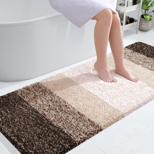 OLANLY Bathroom Runner Rug - Extra Soft Microfiber Mat, Quick Dry & Washable | 59x24, Light Brown