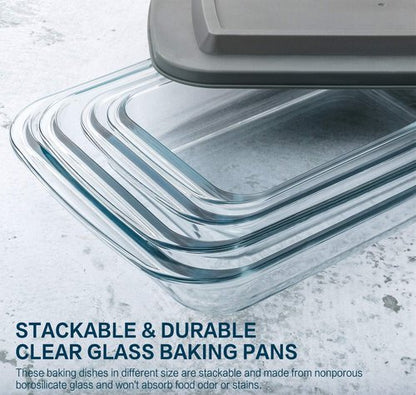 MCIRCO Glass Baking Dish Set - 8 Pcs with Lids | 30 Pcs Glass Food Storage Containers - Oven & Microwave Safe