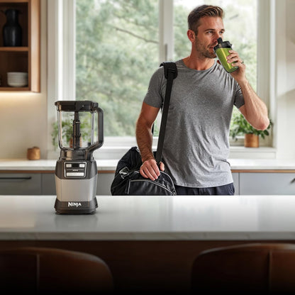 Ninja Blender - Compact Kitchen System with 1200W Power | 3 Functions for Smoothies, Dough & Frozen Drinks | Grey, 72-oz. Pitcher