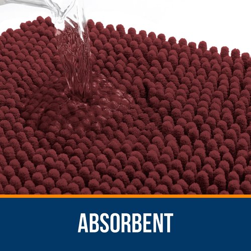 OLANLY Bathroom Rugs 70x46, Extra Soft Absorbent Chenille Bath Rugs, Rubber Backing Quick Dry, Machine Washable Bath Mats for Bathroom Floor, Tub and Shower, Home Decor Accessories, Andorra Red-Brown