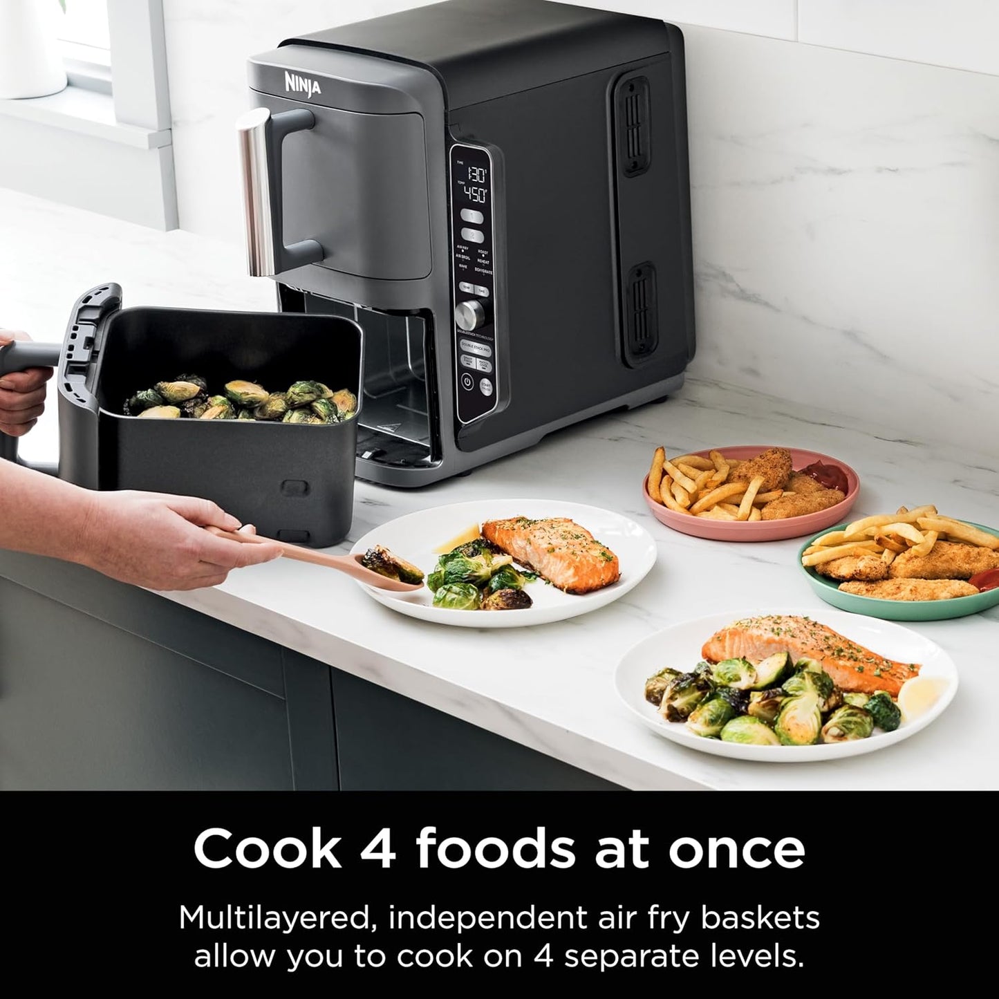 Ninja DoubleStack XL Air Fryer - 10 QT Smart Cook System with DoubleStack Technology | 6-in-1 Grey