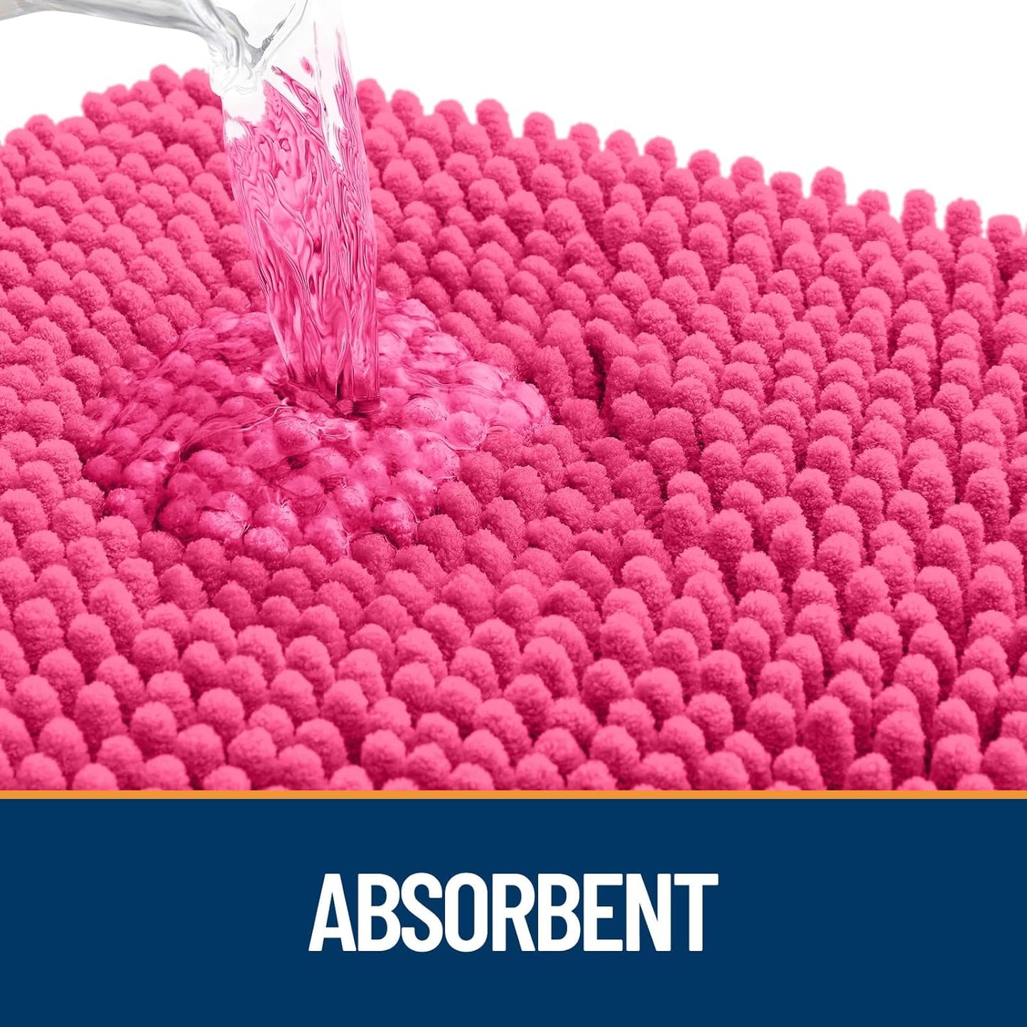OLANLY Dog Door Mat - Absorbent Non-Slip Chenille Mat for Muddy Paws | 30x20, Quick Dry, Hot Pink