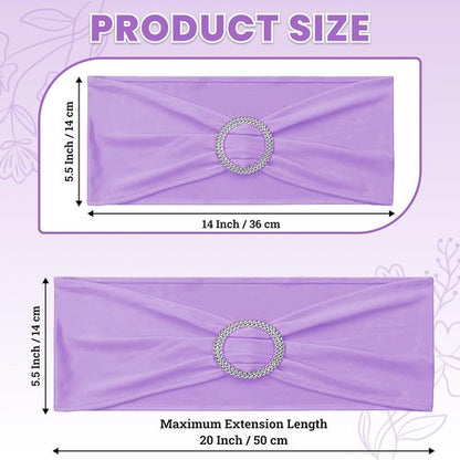 MDS Spandex Chair Sashes - Pack of 200 Elastic Stretch Bows with Buckle Slider | Lavender