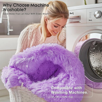 OLANLY Area Rug - Soft Fluffy Shaggy Design | Machine Washable 4x5.9 ft | Purple for Living Room & Bedroom