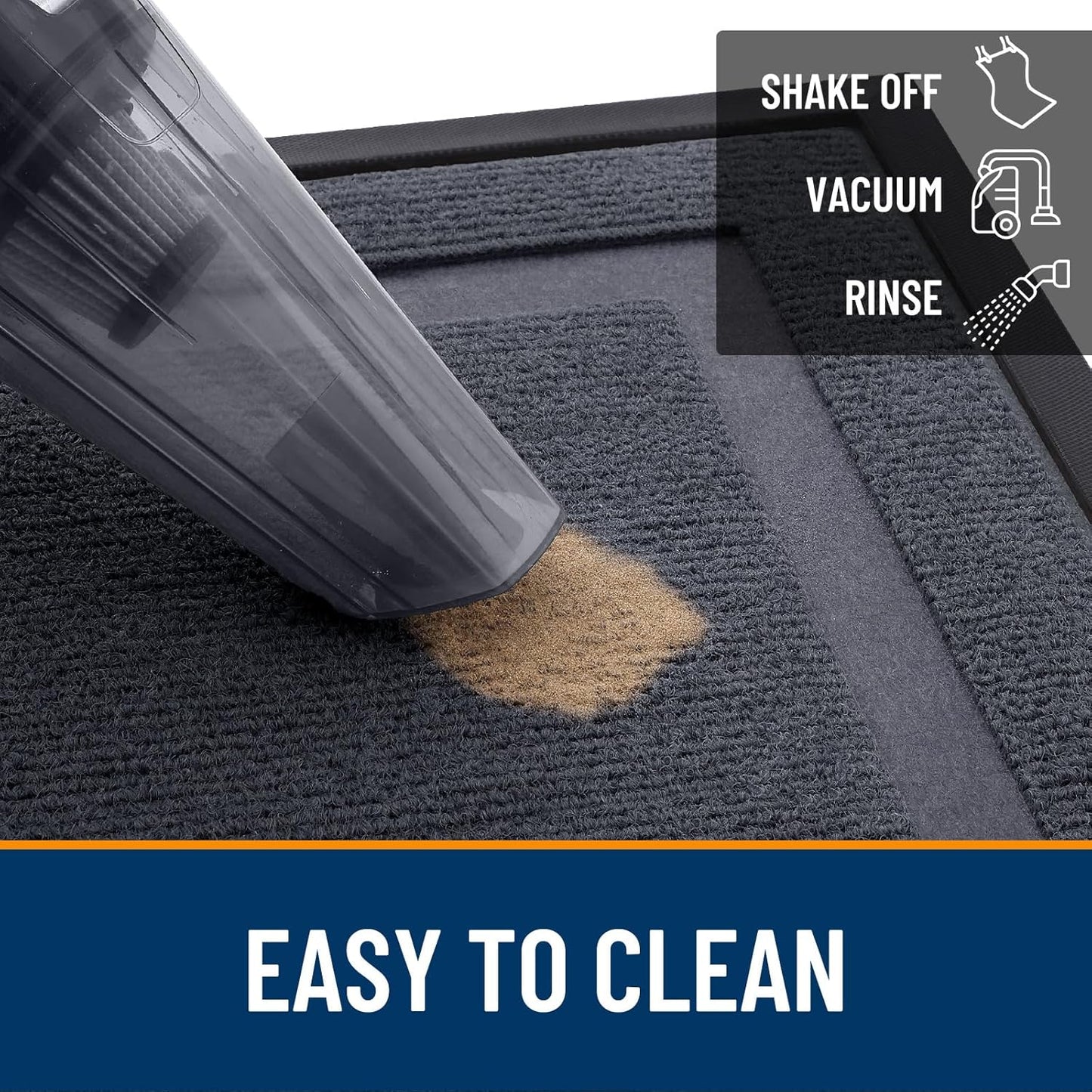 OLANLY Indoor Outdoor Front Door Mat - Waterproof, All-Weather, Easy Clean | 71x47, Light Grey