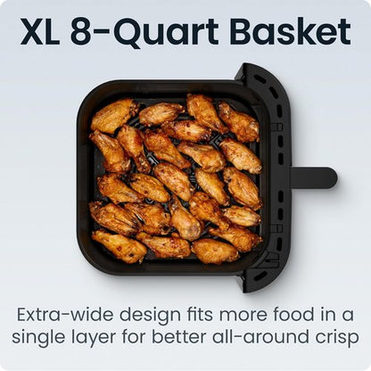 Chefman Crispinator Air Fryer - 6-in-1, 8 Qt Capacity, TurboFry Pro Technology, Nonstick Ceramic Basket