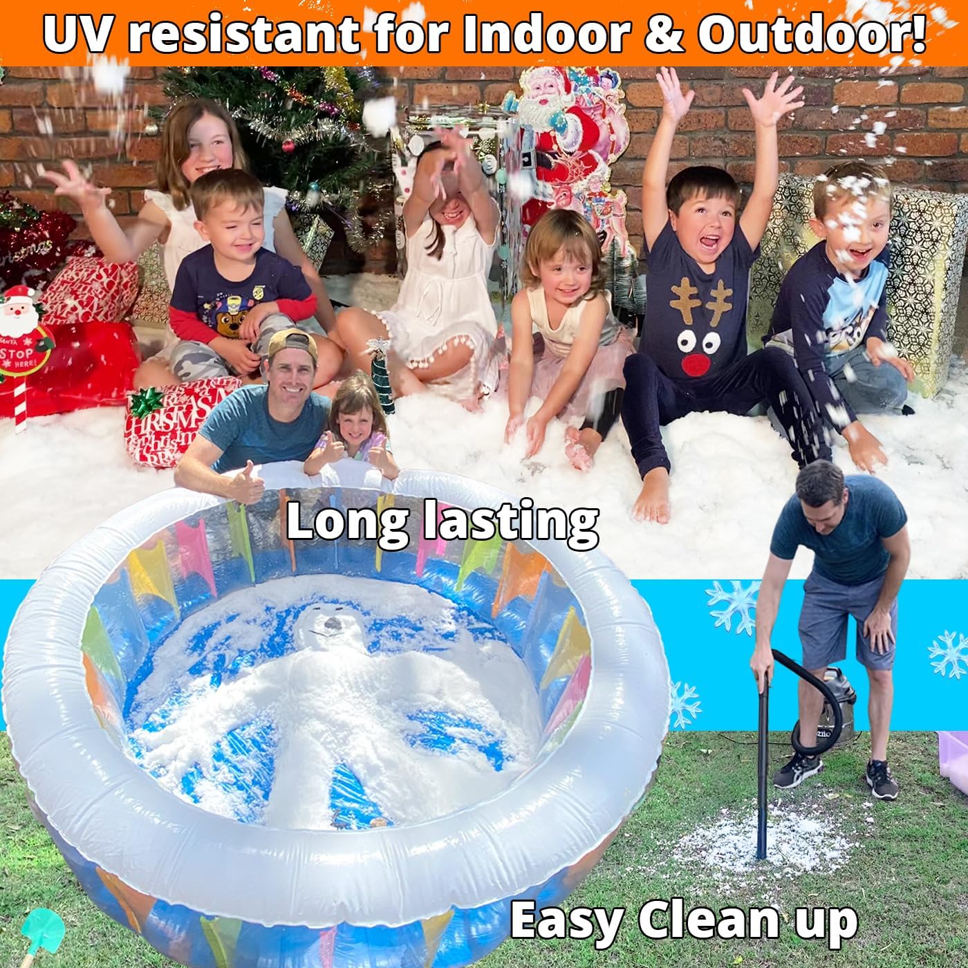 Party Goat Bulk Fake Snow Powder - Instant Snow for Indoor & Outdoor Fun | 39oz Makes 15 Gallons