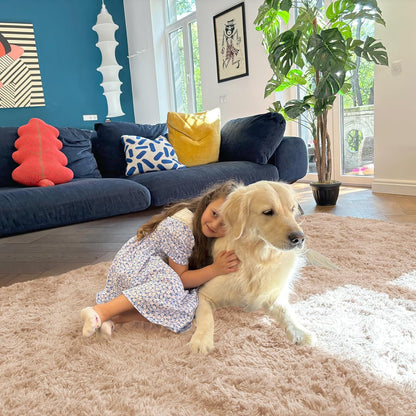 OLANLY Small Bedside Rug - Soft, Machine Washable Shaggy Carpet for Bedroom & Nursery | Beige