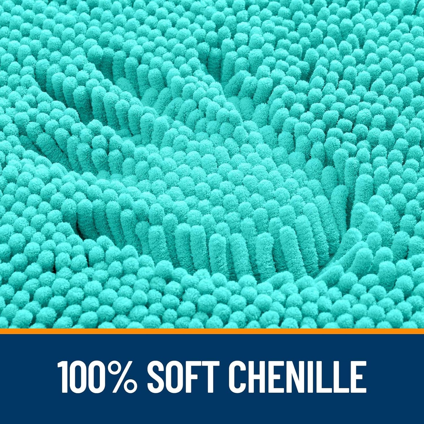 OLANLY Bath Rugs - Extra Soft Chenille, Quick-Dry & Absorbent | 24x16 Teal Machine Washable Mats