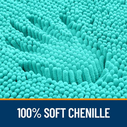 OLANLY Bathroom Rugs 24x16, Extra Soft Absorbent Chenille Bath Rugs, Rubber Backing Quick Dry, Machine Washable Bath Mats for Bathroom Floor, Tub and Shower, Home Decor Accessories, Teal