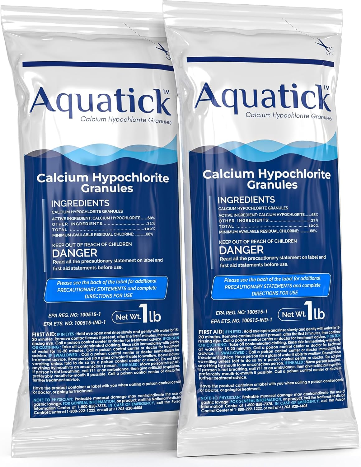 Pro-Grade Chlorine Pool Shock - 68% Cal-Hypo Granular Sanitizer for Crystal Clear Water | 2 x 1lb