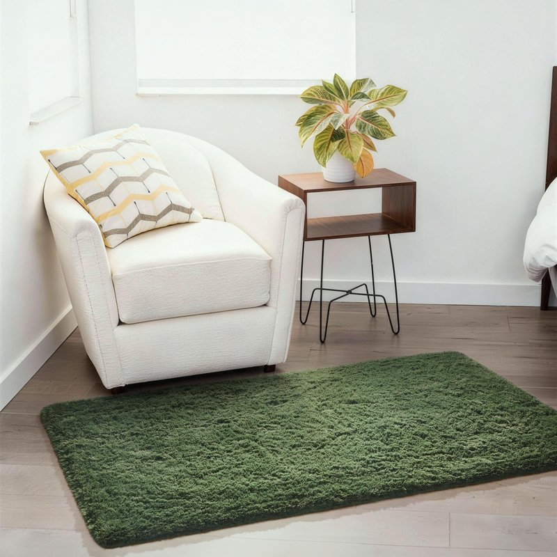 Ophanie Gray Green Grass Area Rugs for Bedroom, 3x5 Shag Fluffy Carpet, Fuzzy Furry Plush Soft Cute Kids Baby Girls Shaggy Bedside Floor Rug for Teen Dorm Nursery Home Decor Aesthetic