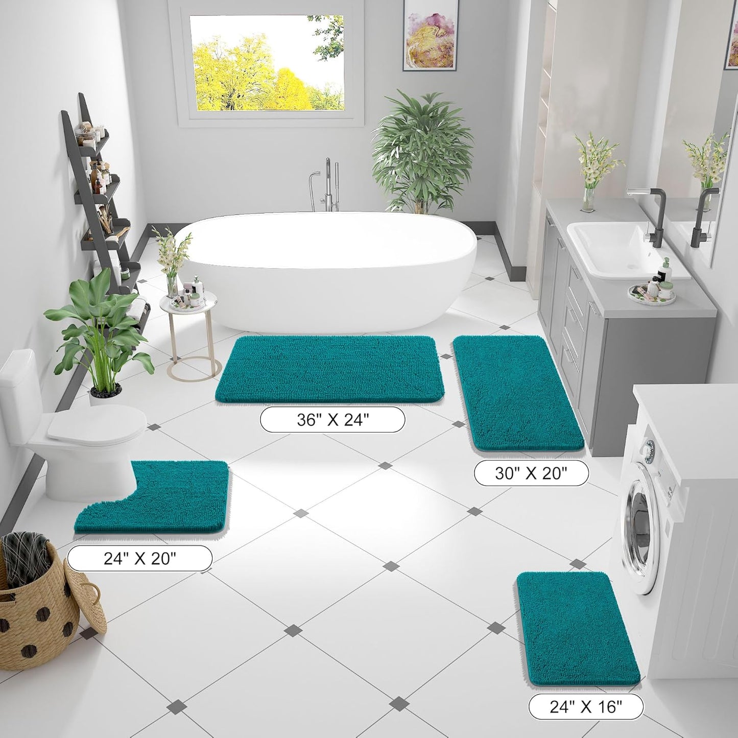 OLANLY Chenille Bath Rugs - Extra Soft & Absorbent | 36x24, Quick Dry, Machine Washable, Deep Lake