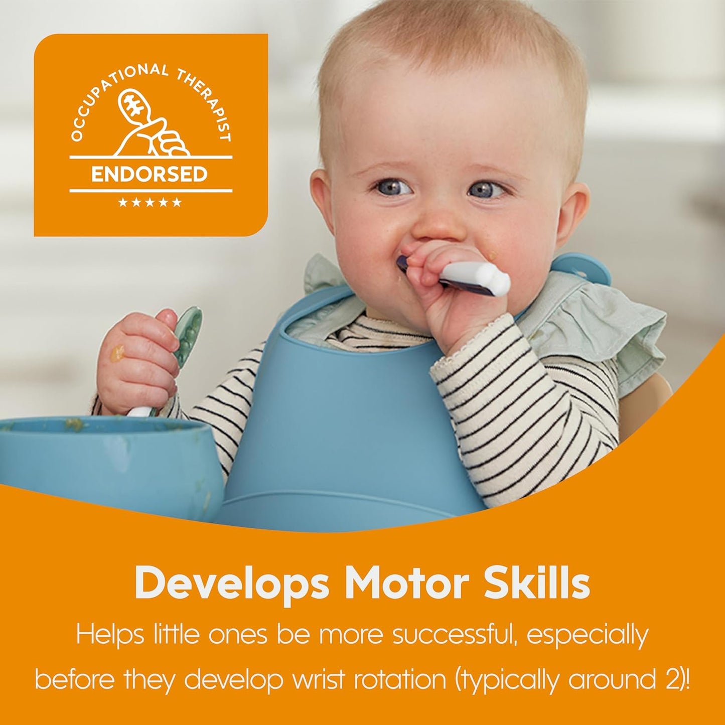 NumNum Baby Spoons Set - Silicone Self-Feeding Utensils for 6+ Months | BPA-Free, 6 Pack Rainbow