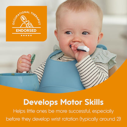 NumNum Baby Spoons Set - Silicone Self-Feeding Utensils for 6+ Months | BPA-Free, 6 Pack Rainbow