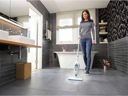 BLACK+DECKER Steam Mop - Powerful Cleaning with Quick-Dry Technology | Sleek White Design