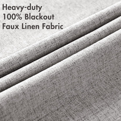 MIULEE 100% Blackout Linen Texture Curtains - Thermal Insulated Light Gray Drapes | 84 Inches, 2 Panels