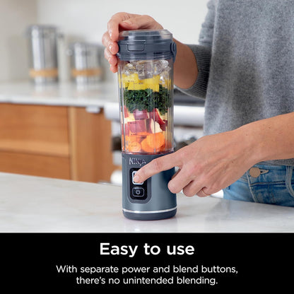 Ninja BC151NV Portable Blender - Cordless 18oz Personal Blender for Smoothies & Shakes | BPA Free, USB-C Rechargeable, Denim Blue