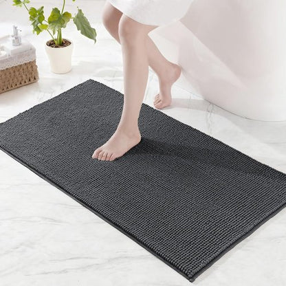 Exclusivo Mezcla Bathroom Rugs - Extra Soft Chenille Mat, Quick Dry & Machine Washable, 24x36, Grey