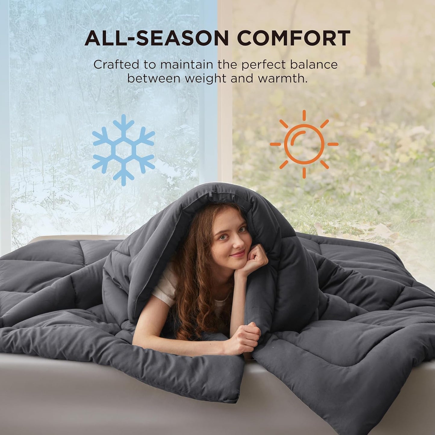 Bedsure Comforter Duvet Insert - All-Season Cal King Size Quilted Down Alternative Bedding | Grey 96 x 102 Inches