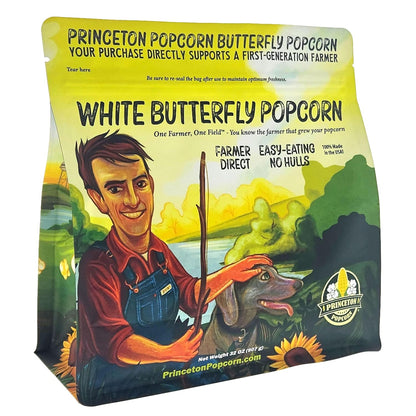 Princeton Farmer Bob's Baby White Popcorn Kernels - Tender Hulless 2lb Bag | Fresh & Delicious Flavor