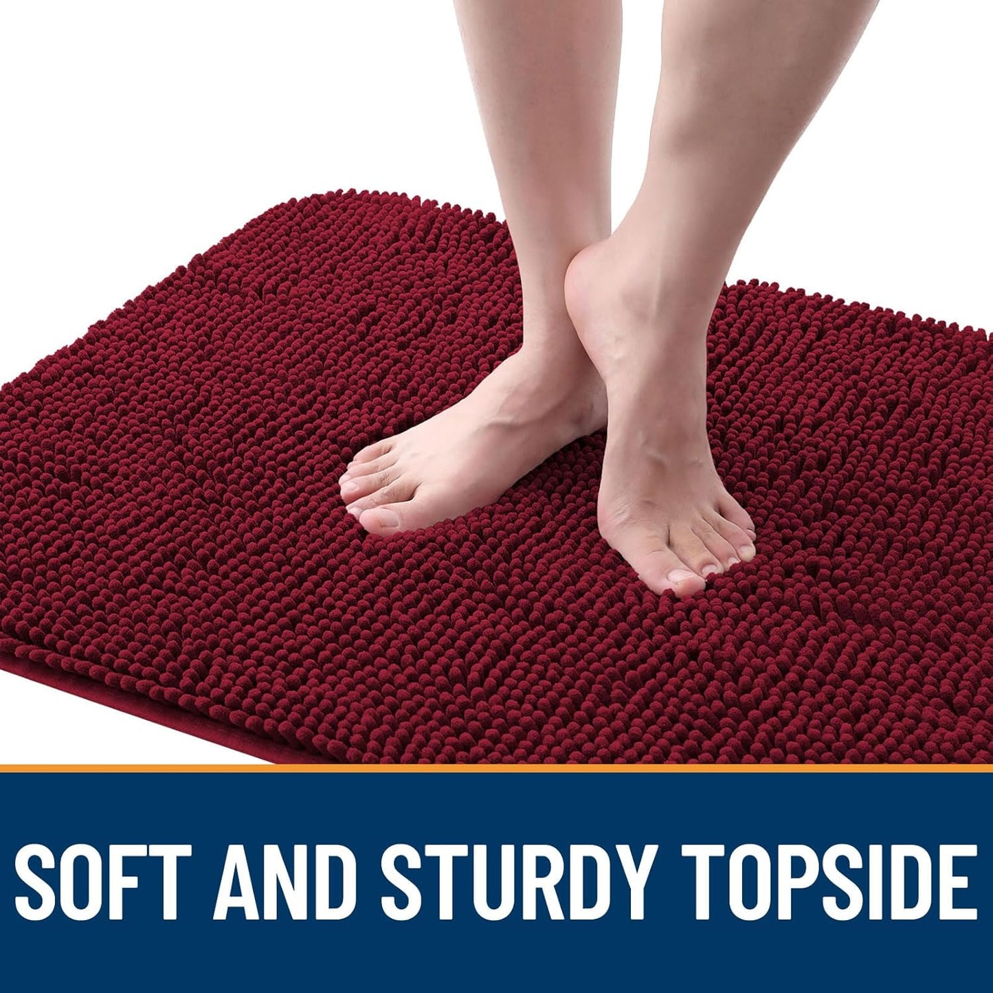OLANLY Dog Door Mat - Absorbent Non-Slip Washable Chenille Mat for Muddy Paws | 47x20, Burgundy