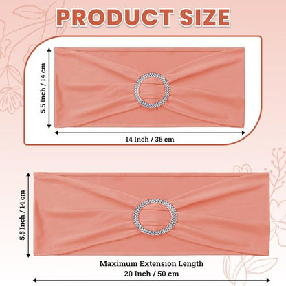 MDS Spandex Chair Sashes - Premium Stretch Covers with Buckle Slider | Universal Fit for Weddings & Events - Coral Peach