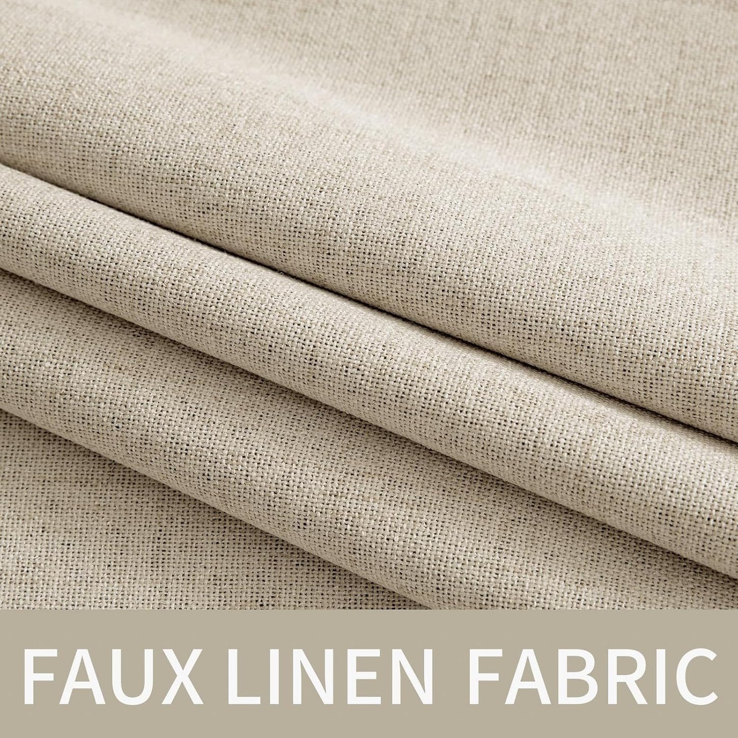 MIULEE 100% Blackout Linen Curtains - Thermal Insulated Room Darkening Drapes | 52 x 84 Inch (2 Panels)