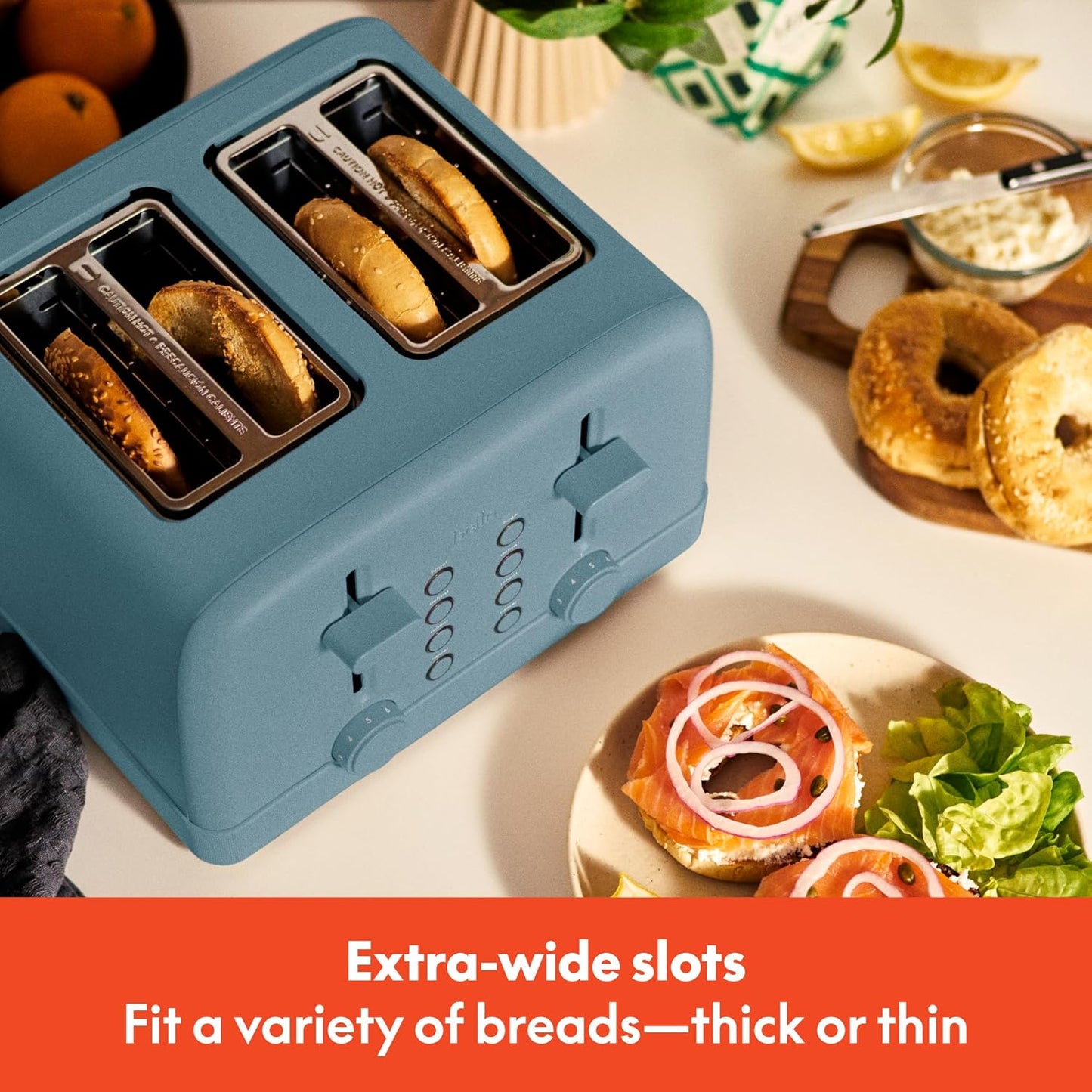 Bella 4-Slice Toaster - 6 Shade Settings with Reheat & Cancel Buttons | Removable Crumb Tray, 900W, Surf Color