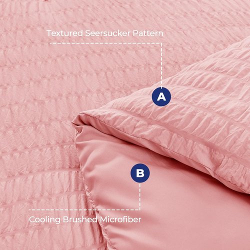 HYMOKEGE Comforter Set - Luxury Rose Pink 7-Piece Bedding Set for All Seasons | Full Size with Sheets & Pillowcases