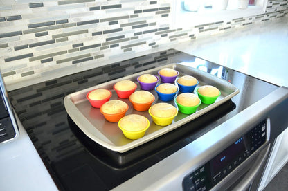 Professional Silicone Baking Cups - Premium 12 Piece Set | Reusable Muffin & Cupcake Pans | BPA Free