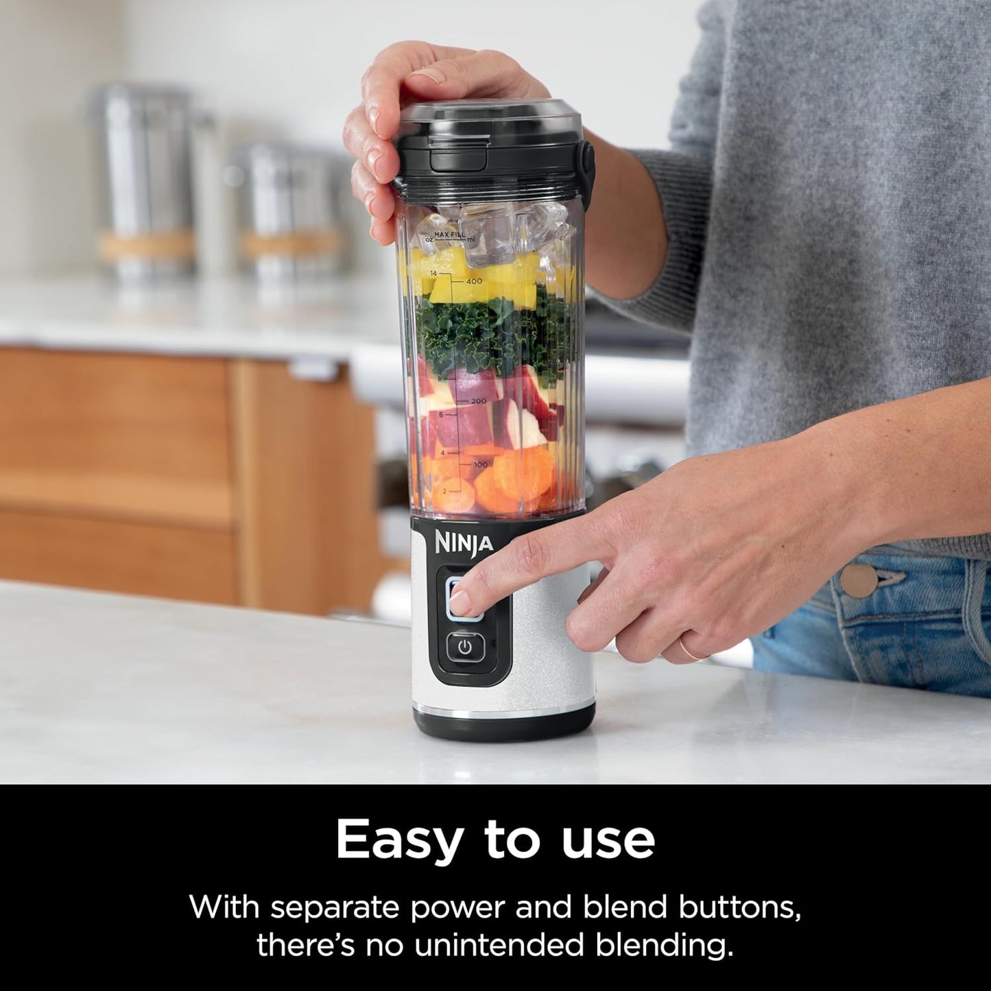 Ninja Blast Portable Blender - Cordless 18oz Personal Blender for Smoothies & Shakes | BPA Free, USB-C Rechargeable, White Glitter