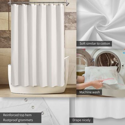 ALYVIA SPRING Short Shower Curtain Liner Fabric Waterproof - 72" x 66", Soft & Lightweight Shower Curtain with Magnets, Machine Washable - 72x66, White