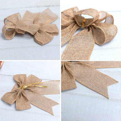 Mini Rustic Jute Bows - Burlap Wreaths for Christmas Tree Topper | Perfect for Weddings & Parties