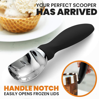 Spring Chef Premium Ice Cream Scoop & Stainless Steel Zester | 2-Piece Bundle in Black