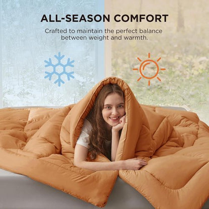 Bedsure Comforter Duvet Insert - Quilted King Size All-Season Down Alternative Blanket | GentleSoft, Burnt Orange 90 x 102 Inches