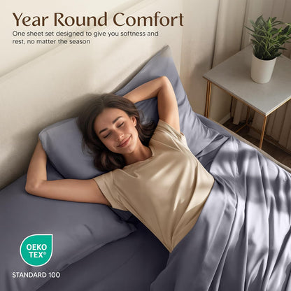 Utopia Bedding Queen Size Sheet Set - Soft, Breathable Microfiber | 4-Piece in Grey, Oeko-Tex Certified