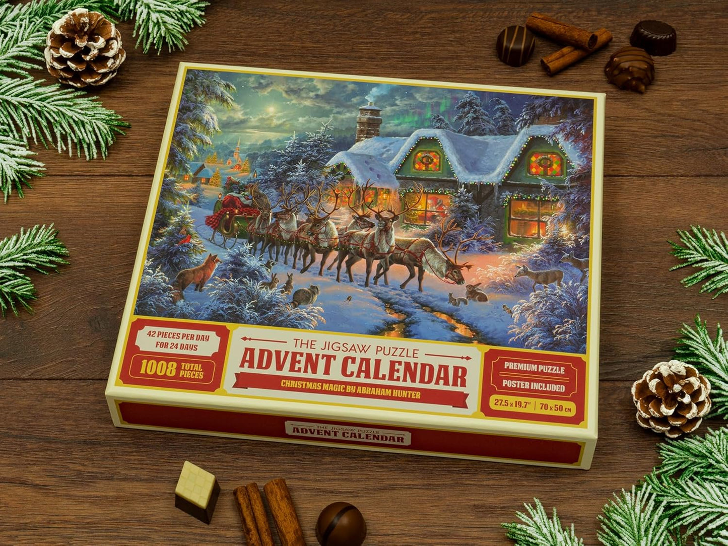 Abraham Hunter Jigsaw Puzzle Advent Calendar 2025 - 1008 Pieces, 24 Boxes, Festive Holiday Countdown Gift